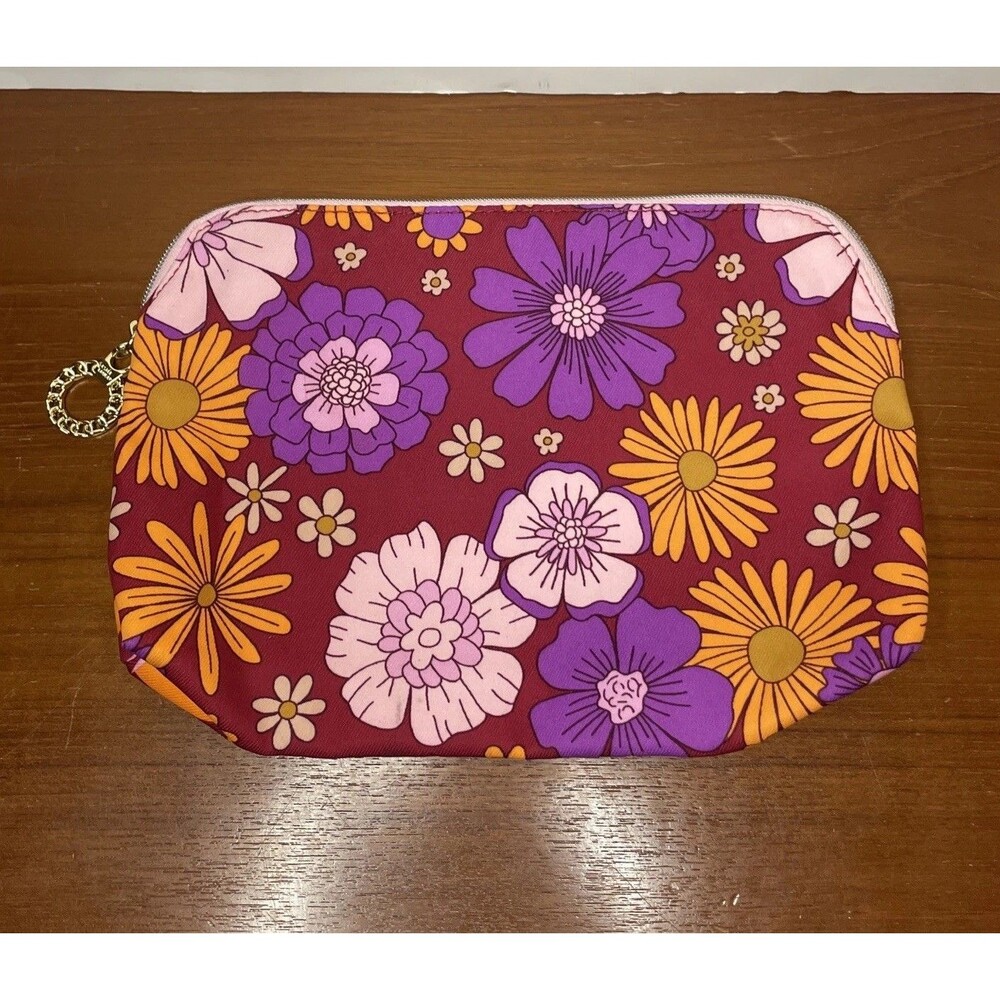 Estee Lauder Makeup  Cosmetic Bag  Multi   Color Red & Orange Floral
